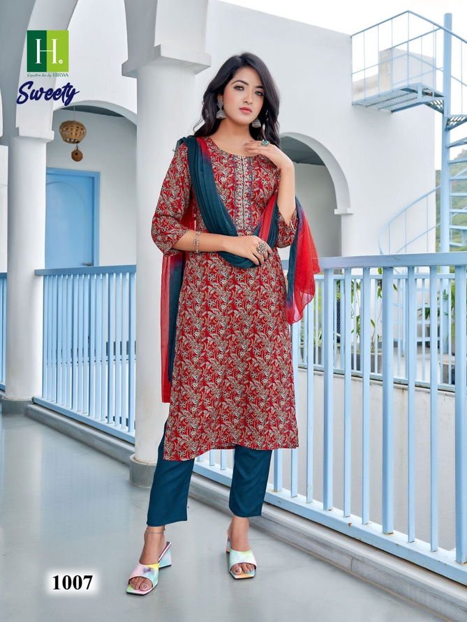 Hirwa Sweety Rayon Designer Readymade Suits Catalog